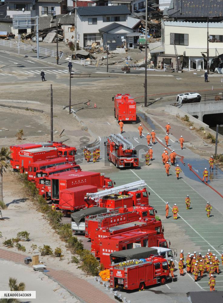 Fire engines gathered to cool nuke plant