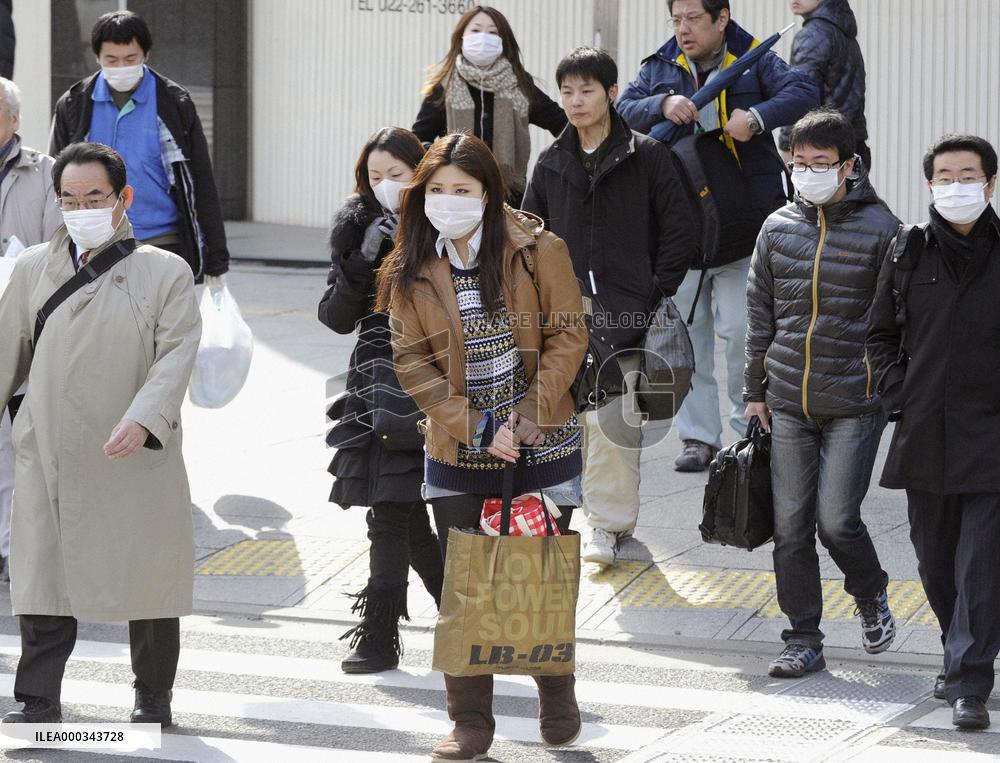 People heading to work in Sendai