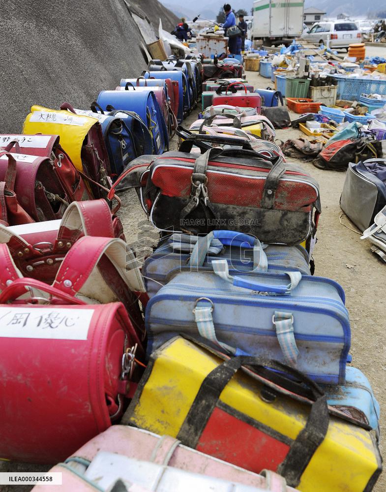 Tsunami-swept school bags