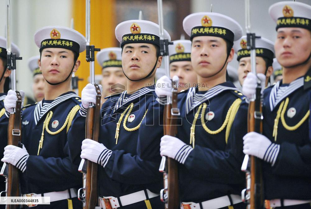 Chinese sailors at ceremony