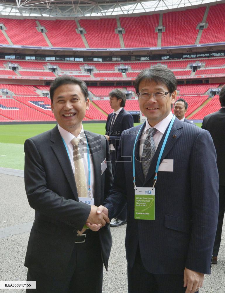 Japan soccer coaches at Wembley Stadium