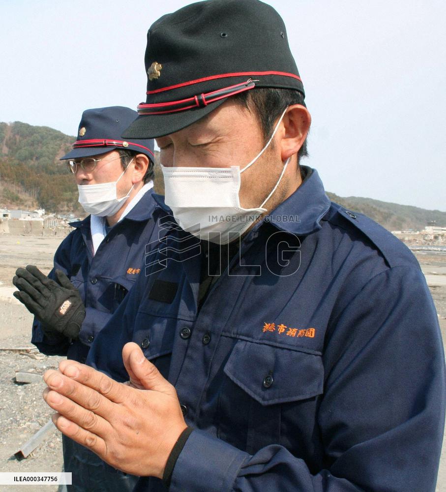 Local firefighters in quake-hit Otsuchi