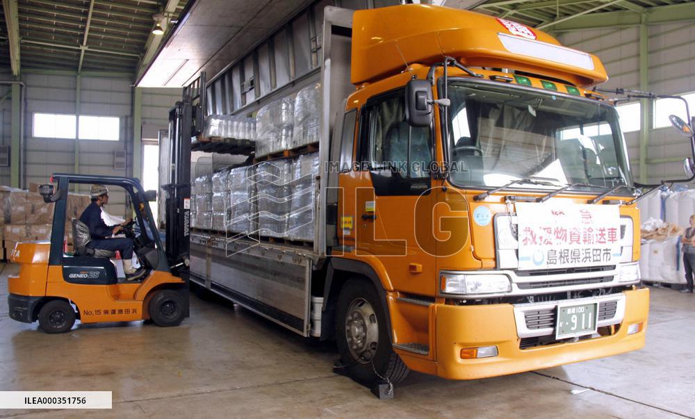 Russia-donated water sent to disaster areas in Japan