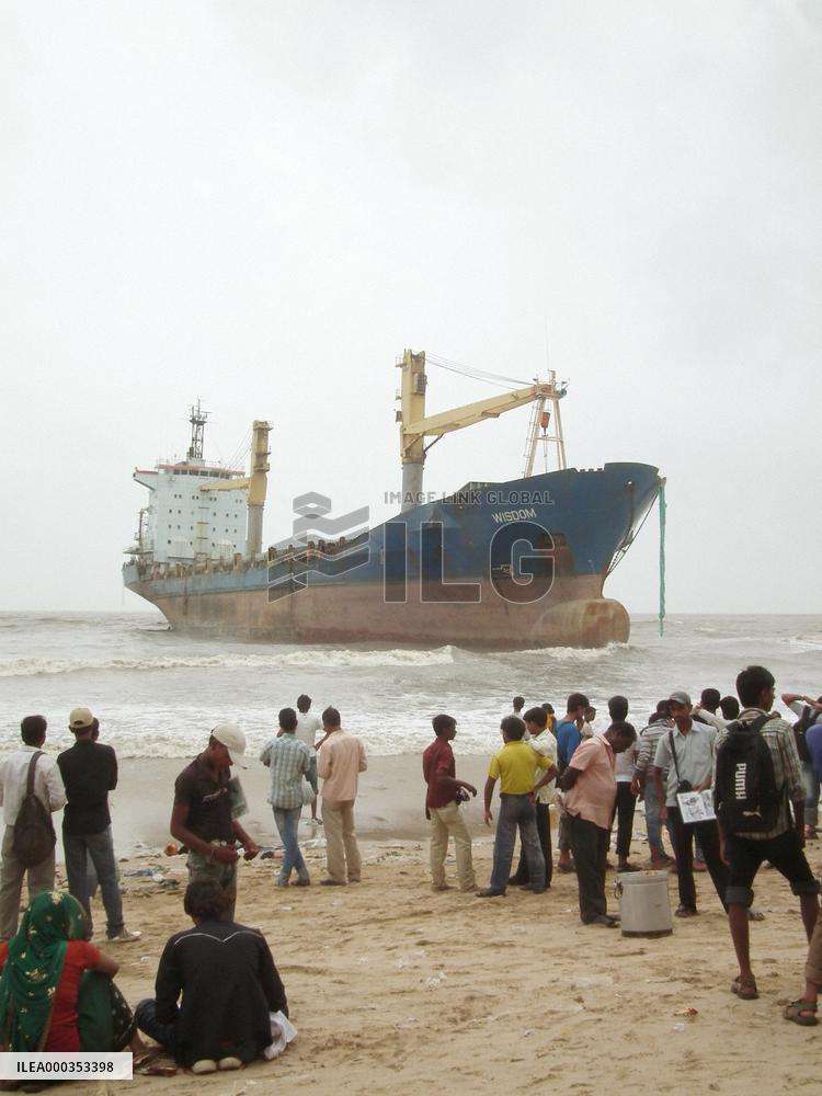 Stranded freighter in Mumbai