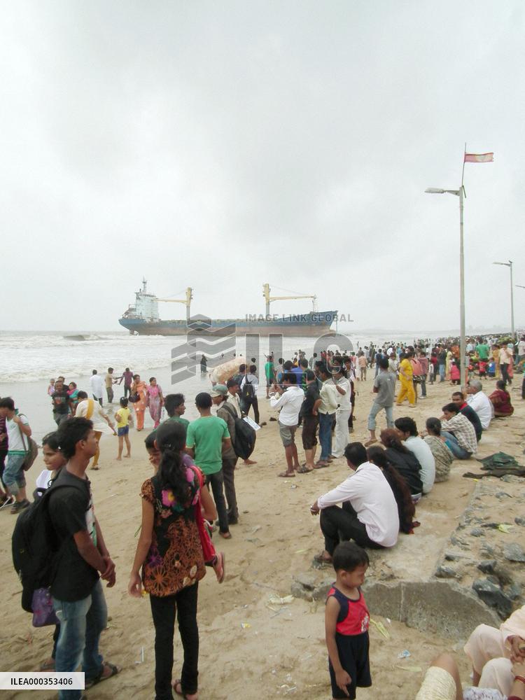 Stranded freighter in Mumbai