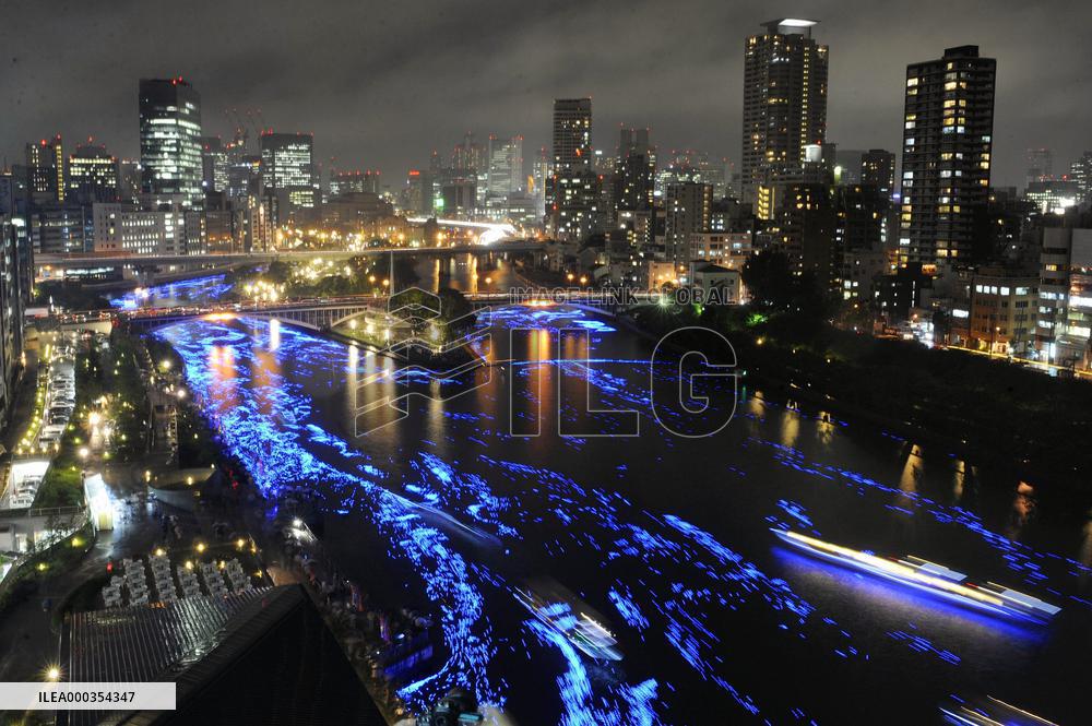 Star Festival illuminations in Osaka river