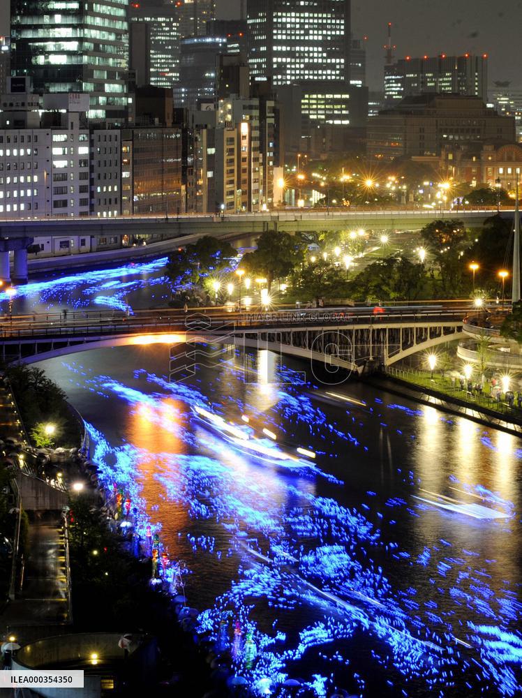 Star Festival illuminations in Osaka river