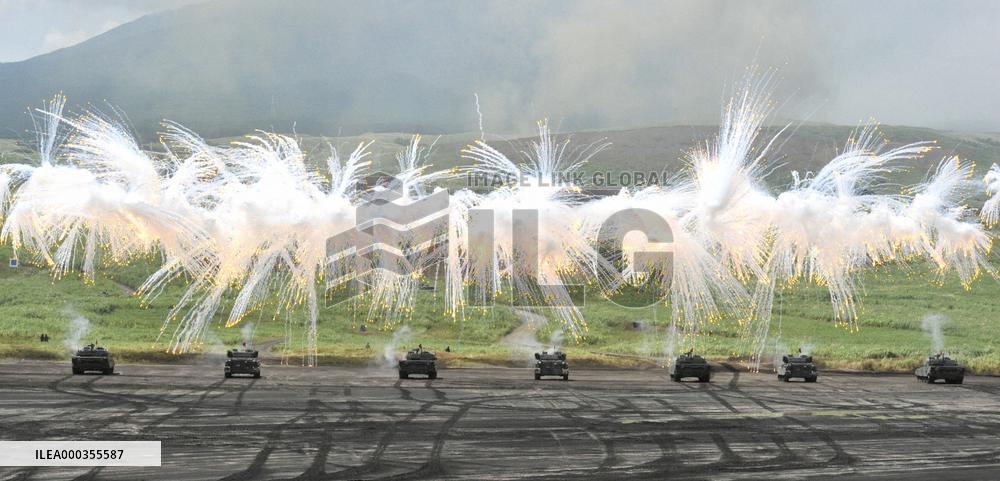 Live-fire ground force drill near Mt. Fuji