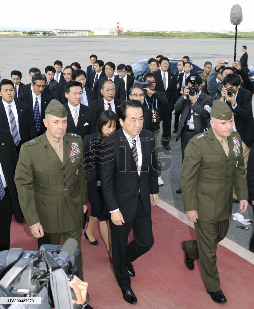 Kan visits Futenma base
