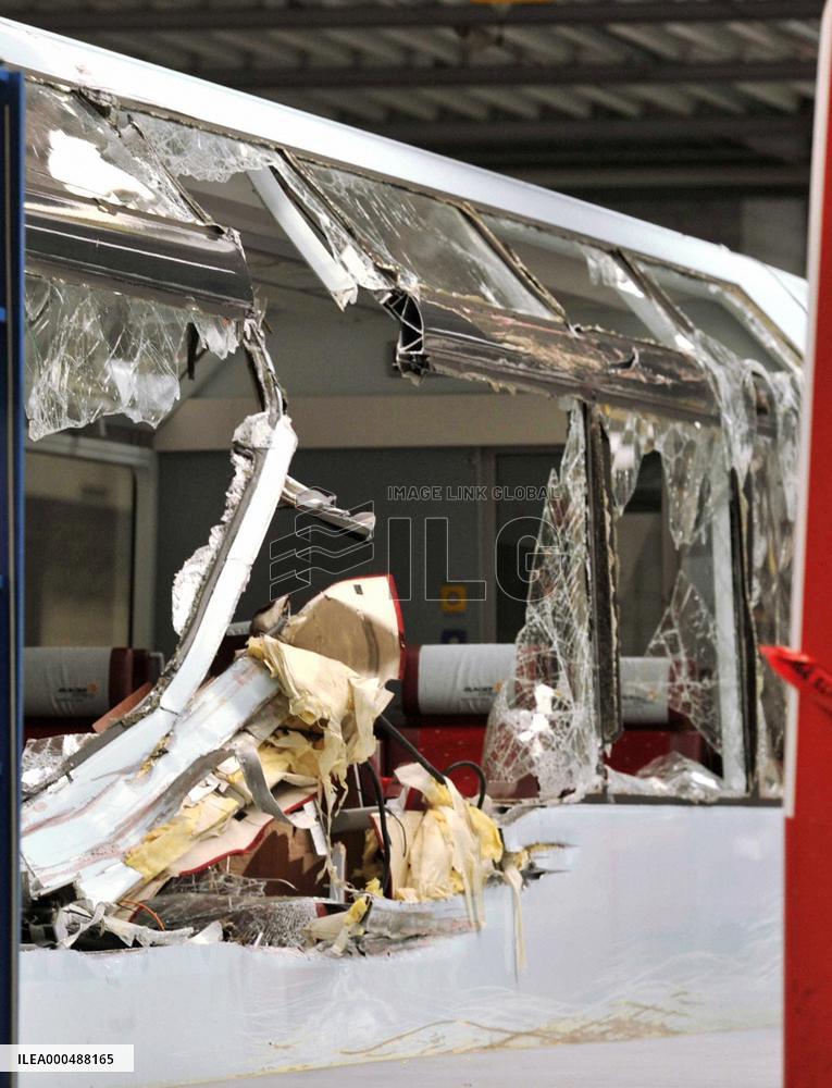 Swiss train shown to media after accident