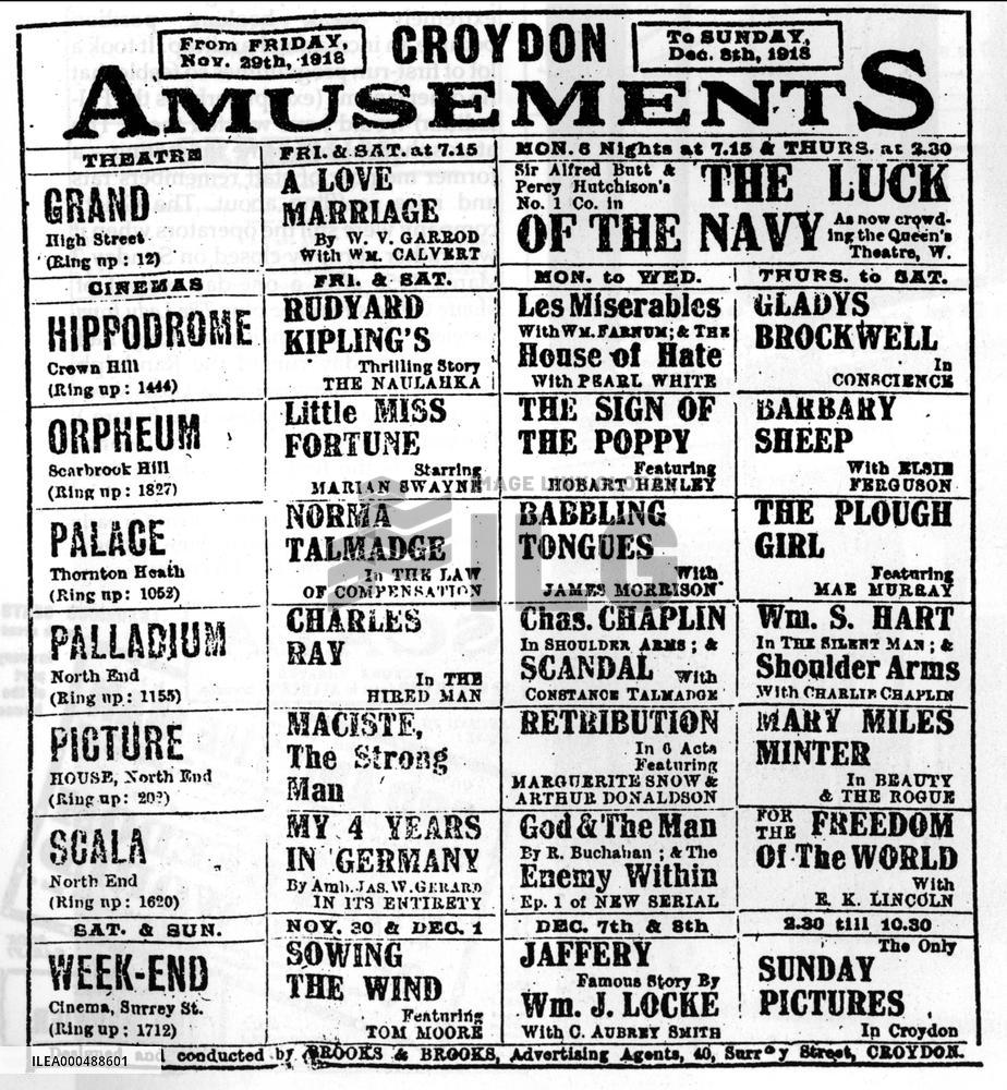 ENTERTAINMENTS LISTINGS, CROYDON