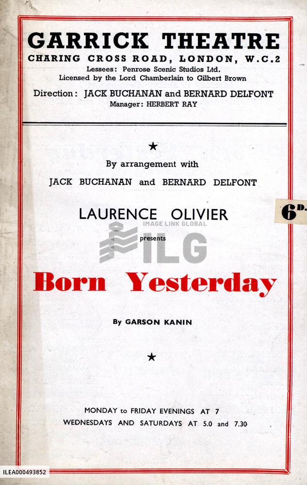 BORN YESTERDAY  PROGRAMME COVER