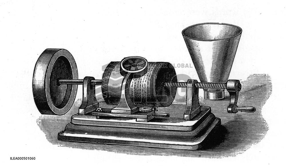 Drawing of the Edison phonograph