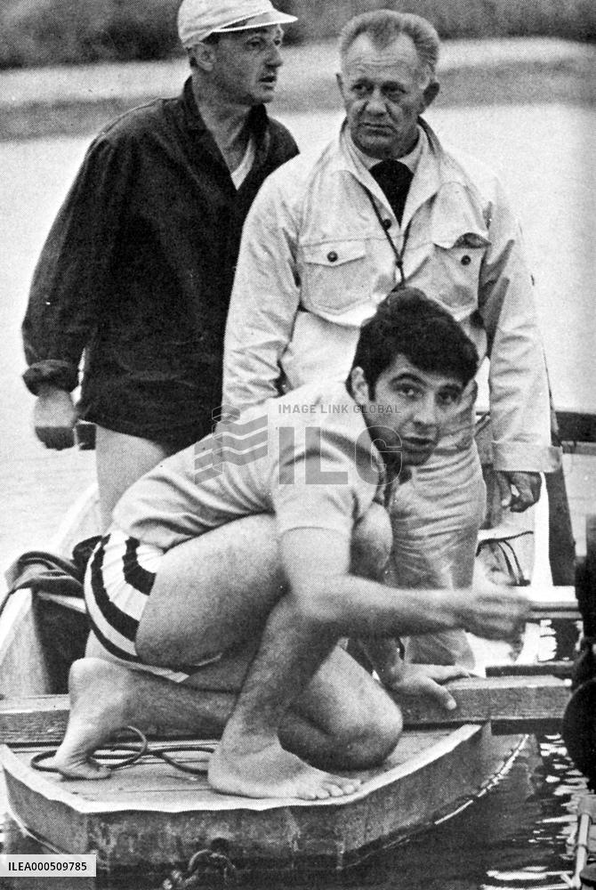 Czech film director Karel Kachyna (in white boiler suit)