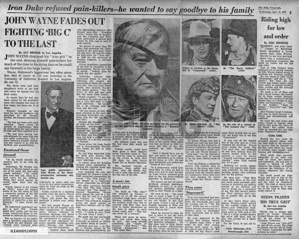 JOHN WAYNE  OBITUARY