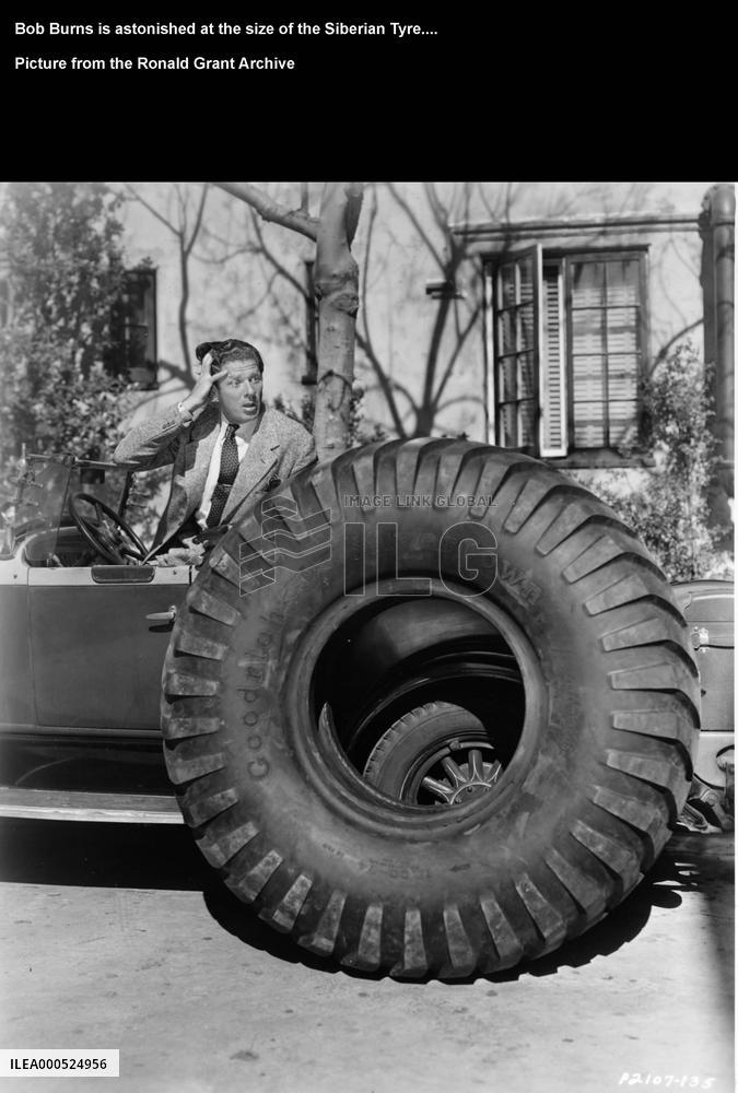 BOB BURNS astonished by  the size of the SIBERIAN TYRE