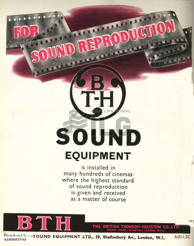ADVERTISEMENT FOR B.T.H FILM SOUND SYSTEM    DATE