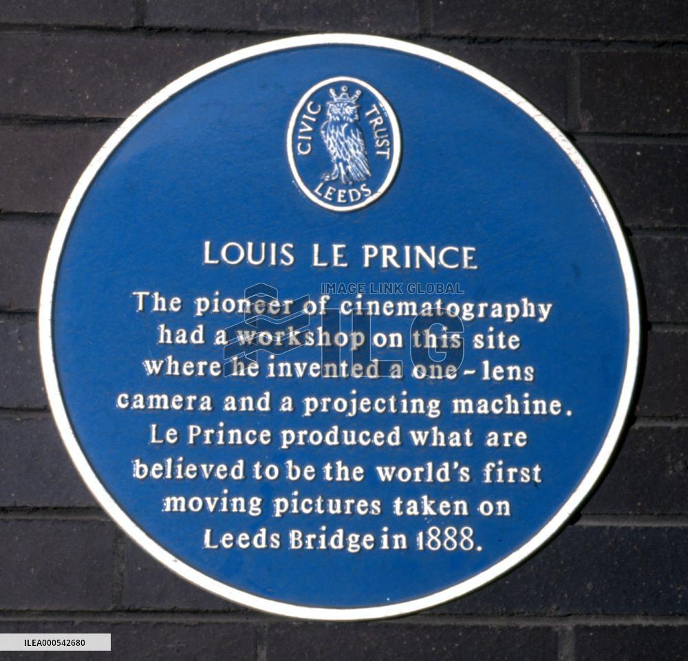 Plaque in Leeds to commemorate LOUIS LE PRINCE the inventor