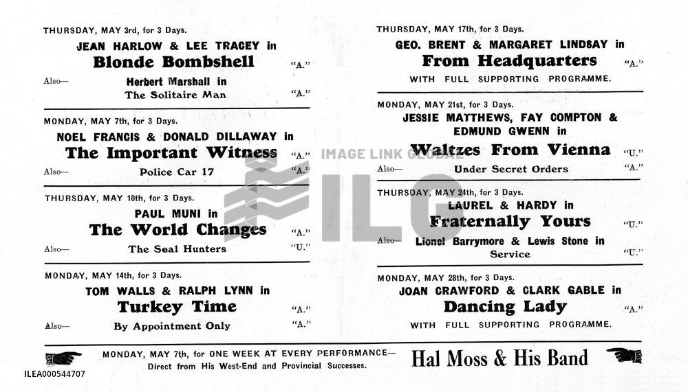 Section of a programme for the REGENT CINEMA, HAYES Middlese