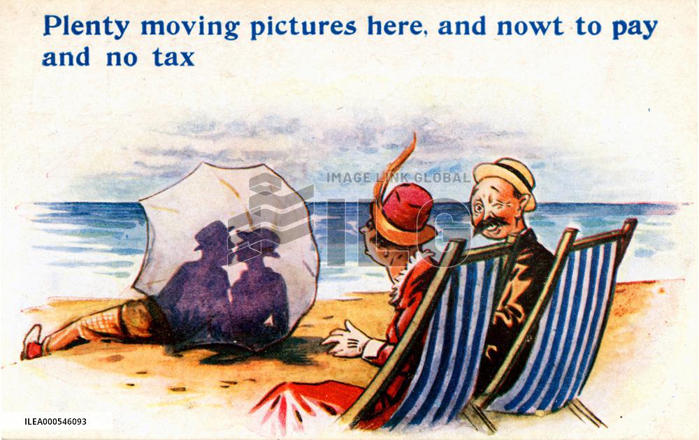 SEASIDE POSTCARD which refers to films and entertainment tax