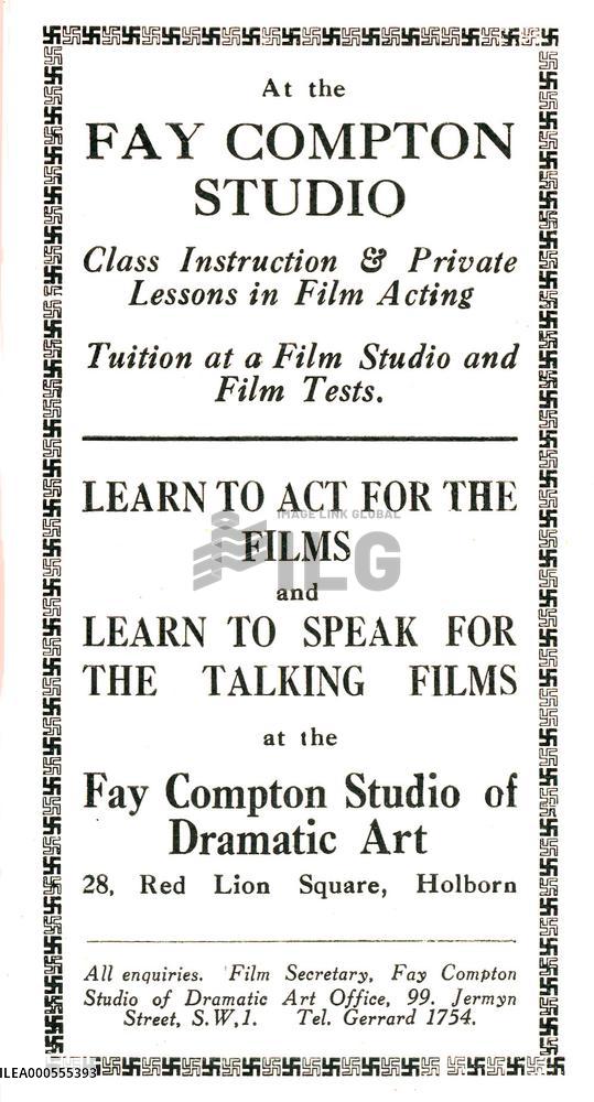 ACTING AND SPEECH TUITION FOR THE TALKIES IN 1928