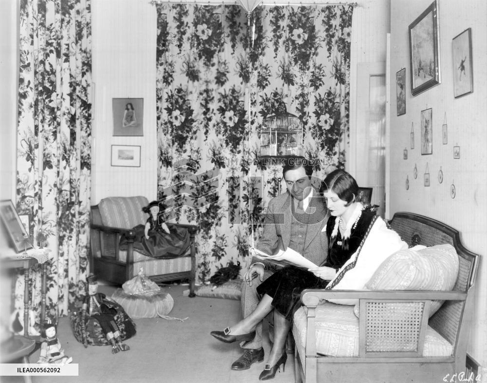Director ERNST LUBITSCH and his second wife VIVIEN GAYE at h