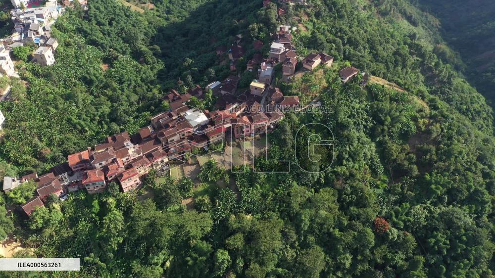Aerial drone video of Yao Village In Guizhou