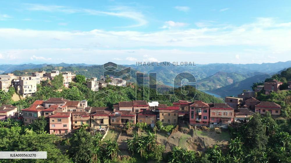 Aerial drone video of Yao Village In Guizhou