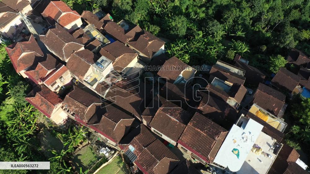 Aerial drone video of Yao Village In Guizhou