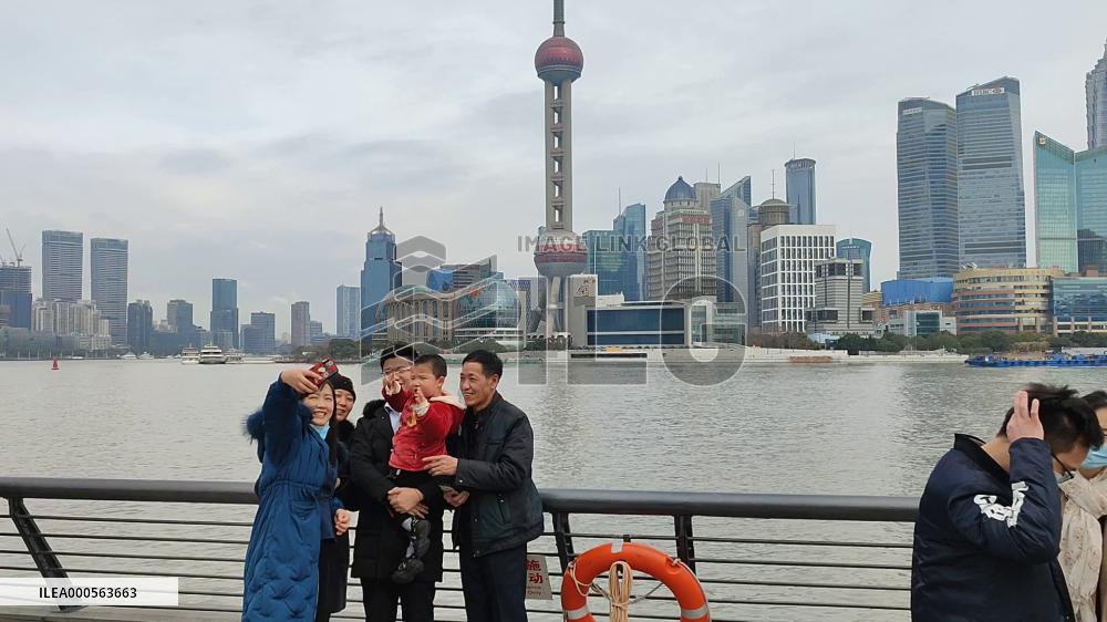 Tourists Visit The Bund During Spring Festival in Shanghai