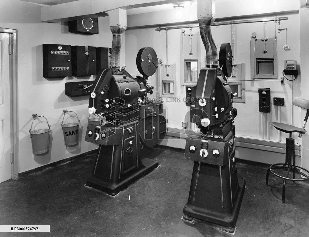 PROJECTION BOX OF THEATRE A IN PATHE HOUSE LONDON IN JUNE 19
