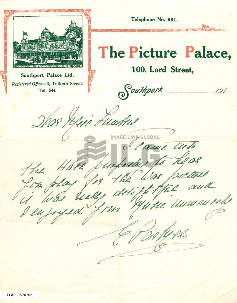 LETTER TO THE PIANIST OF THE PICTURE PALACE SOUTHPORT