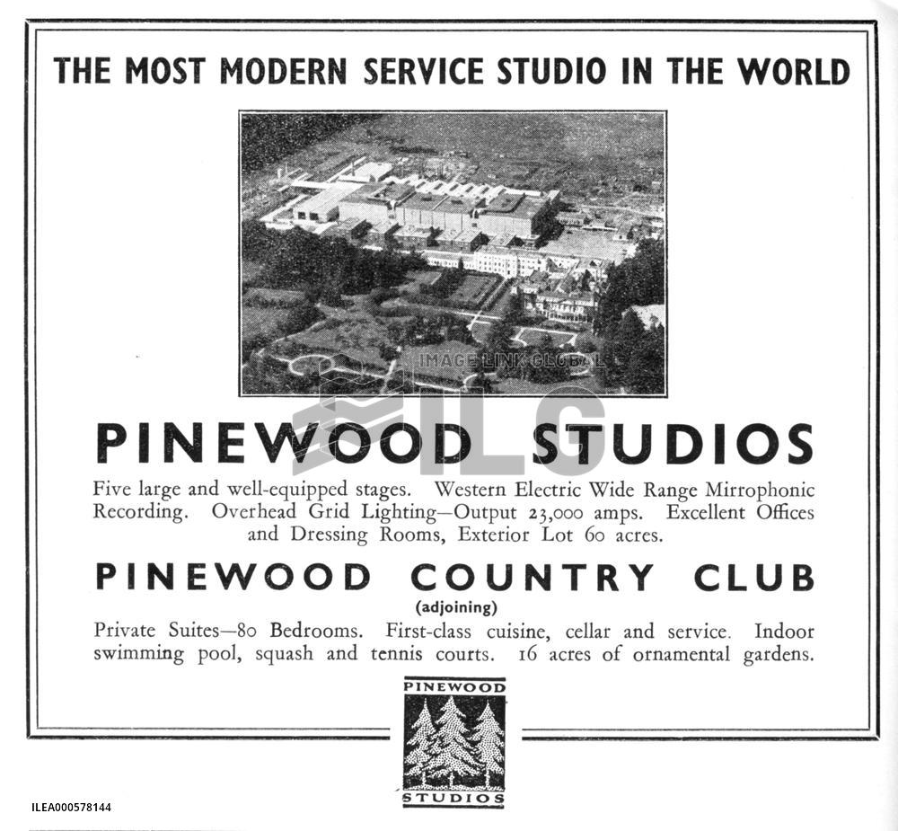 Advertisement for PINEWOOD STUDIOS, Iver, Buckinghamshire c1