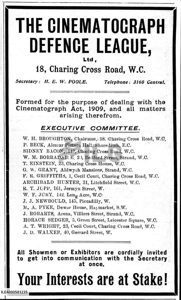 THE CINEMATOGRAPH DEFENCE LEAGUE a group formed in response