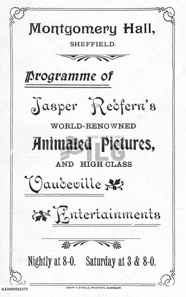 Advertisement from a programme for a film performance organi