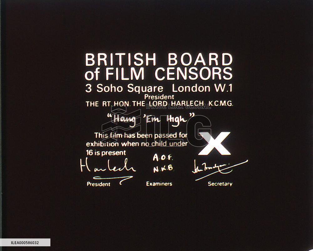 A censor's certificate for HANG EM HIGH
