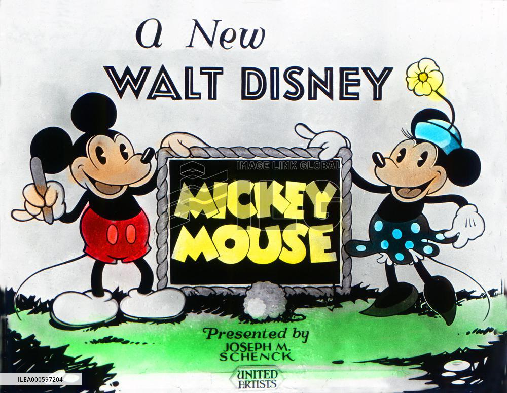 Cinema announcement slide advertising A NEW WALT DISNEY MICK