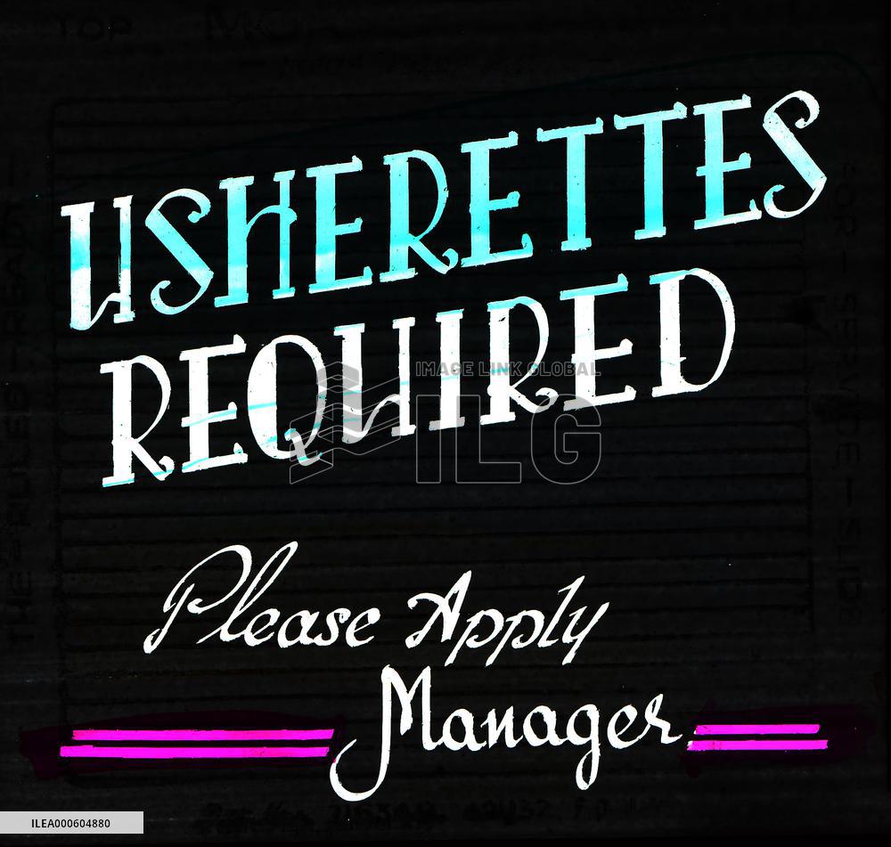 USHERETTES REQUIRED  Slide shown in cinemas advertising