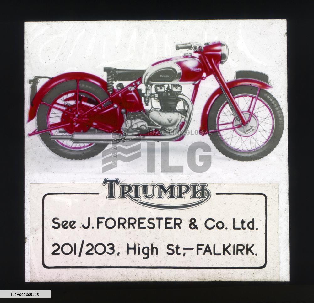 CINEMA ADVERTISING SLIDE FOR Triumph motor-cycles shown in t