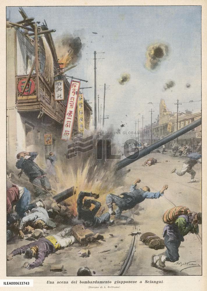JAPAN BOMBARDS SHANGHAI