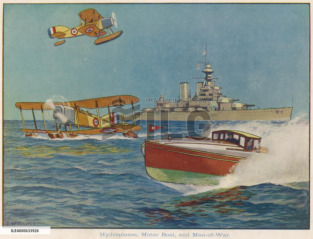 Hydroplanes, motor boat, and man-of-war