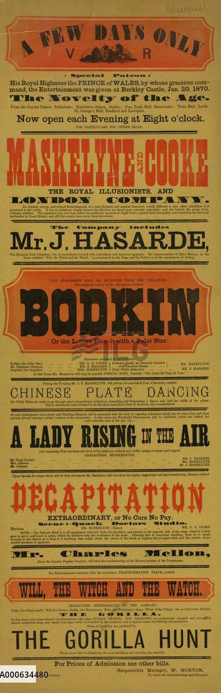 Playbill for Maskelyne &amp; Cooke magical variety show