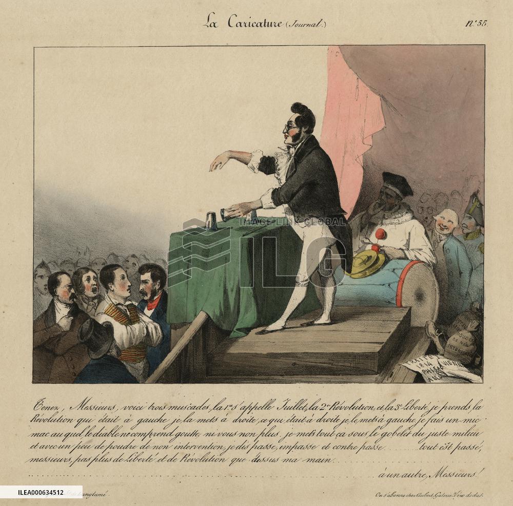 Conjuror entertains a crowd