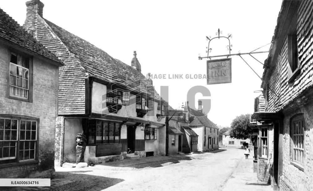 Alfriston, High Street and the Star and George Inns 1891