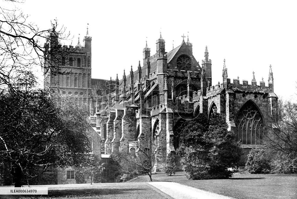 Exeter, Cathedral south east view 1887