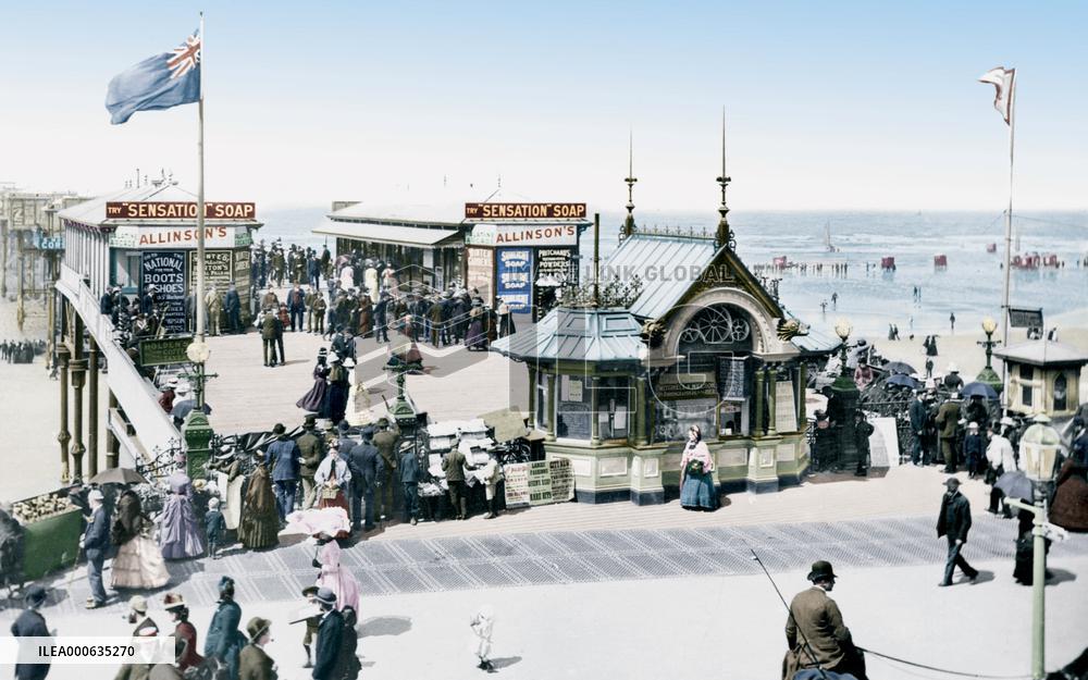 Blackpool, the South Jetty from the Wellington Hotel 1890