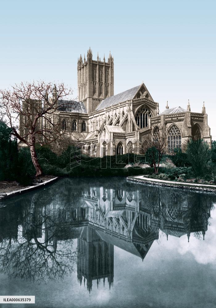 Wells, Cathedral, west front 1890