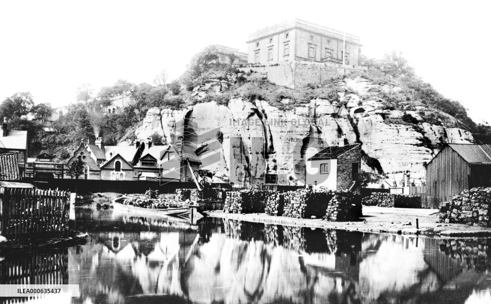 Nottingham, Castle, from the Canal 1890