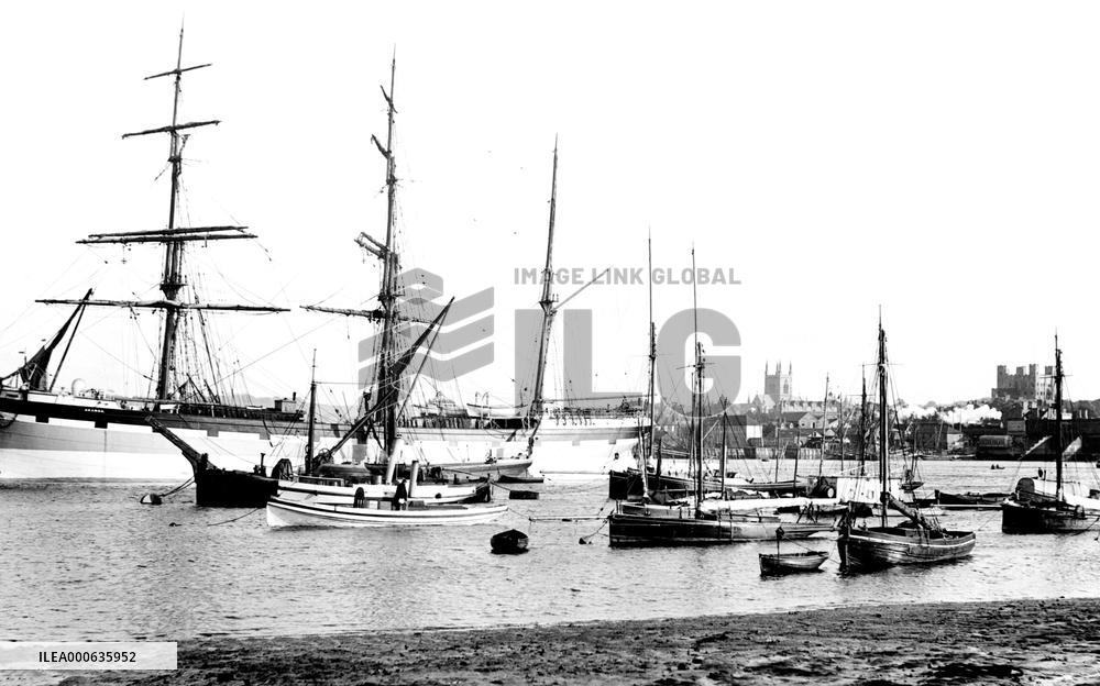 Rochester, the Castle and Cathedral from Strood 1894