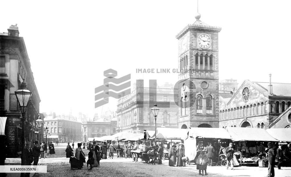 Blackburn, the Market and Town Hall 1894